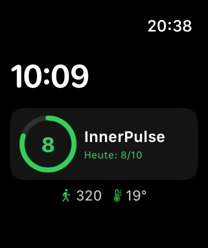 Zifferblatt mit InnerPulse-Komplikationen, die den heutigen Stimmungswert anzeigen